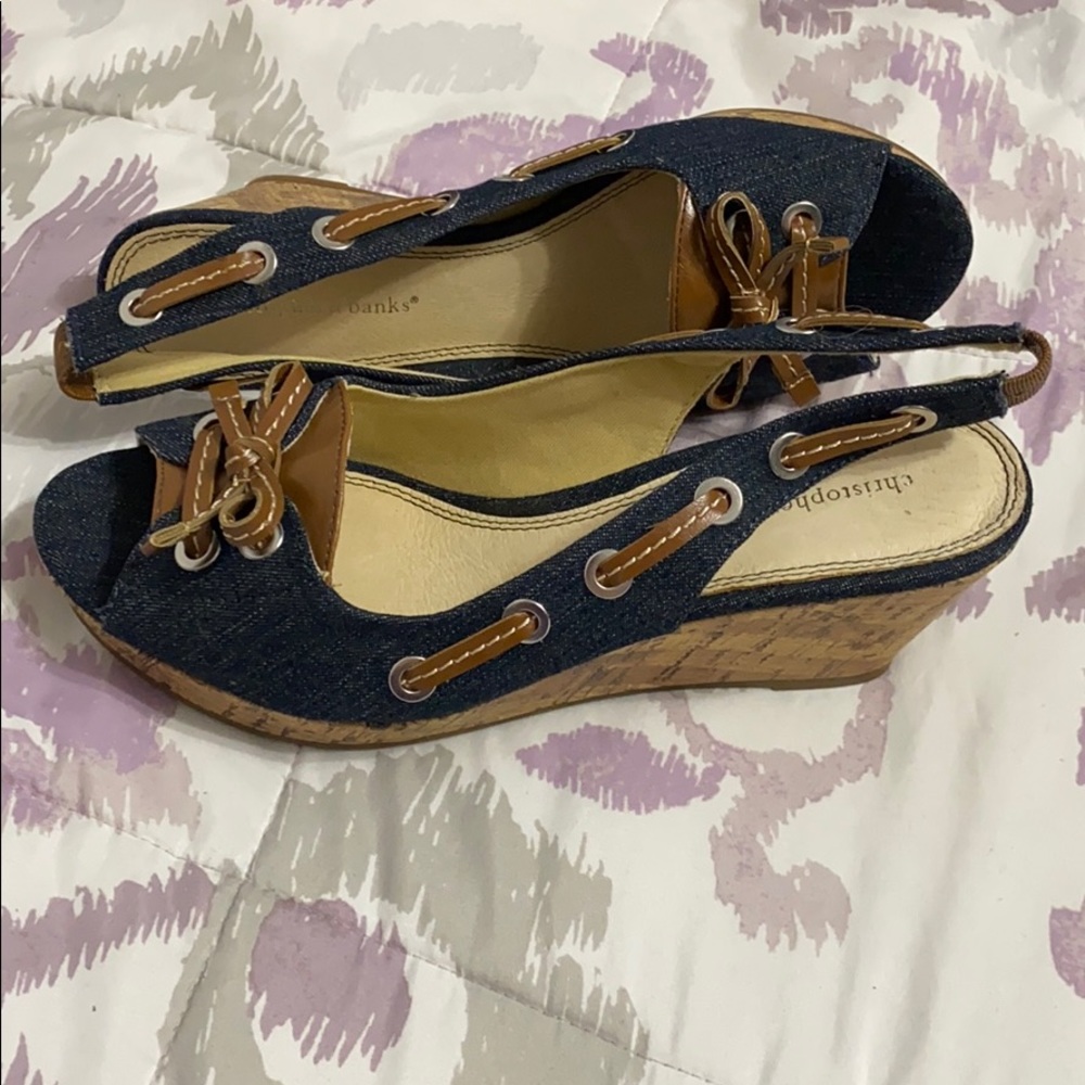 CJ Banks Blue Maggie Wedges 8.5 NIB